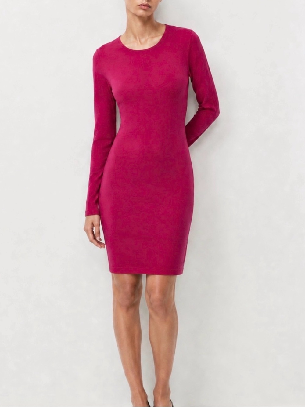 Babaton Aritzia Raspberry Pink Long Sleeve Bodycon Dress